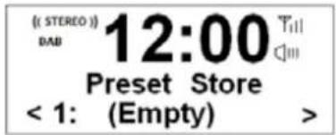 ((STEREO)) BAB 12:00 Preset Store < 1: (Empty) >