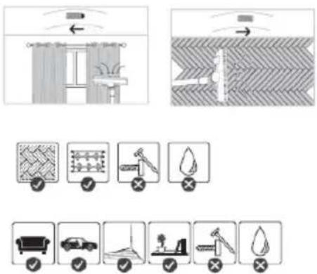 Diagram illustrating window and door cleaning techniques with icons for lighting, handwashing, and surface finishers.