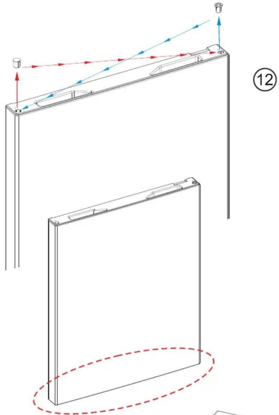 Technical diagram showing light refraction through a rectangular frame with labeled components and directional arrows