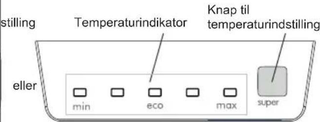 stilling Temperaturindikator Knap til temperaturindstilling eller min eco max super