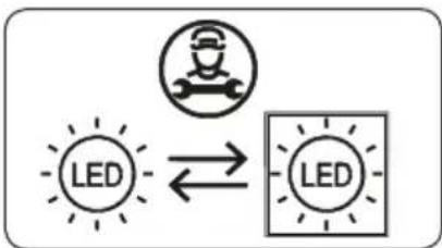 graph TD A["LED"] <--> B["Robot Icon"] C["LED"] <--> D["Square Icon"]