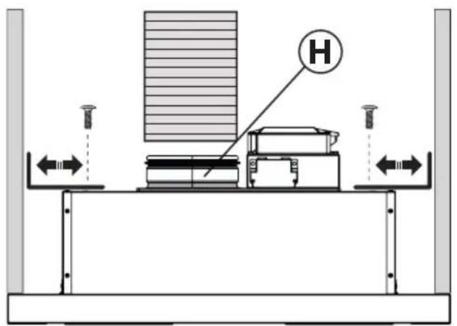 Technical diagram showing a mechanical setup with labeled component 'H' and directional arrows indicating movement or force.