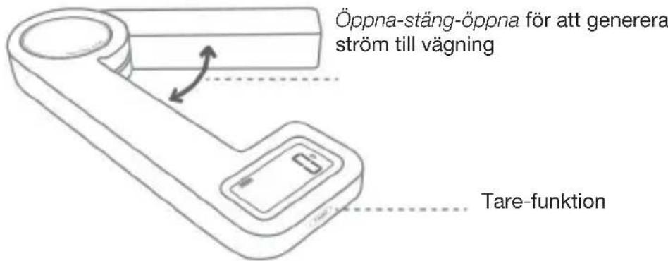 Öppna-stäng-öppna för att generera ström till vägning Tare-funktion