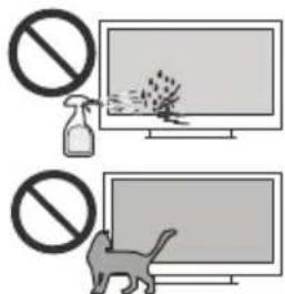 Illustration showing prohibition symbols for a chemical reaction and a cat, likely related to environmental or biological protection.
