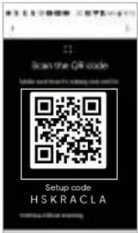 Scan the QR code Setup code HSKRACLA entering additional scanning