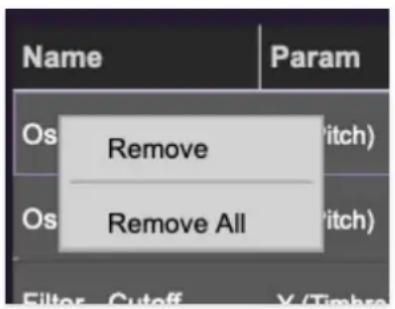 Name Param Os Remove itch) Os Remove All itch) Filter Cutoff X/Timer