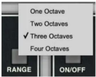 One Octave Two Octaves ✓ Three Octaves Four Octaves RANGE ON/OFF