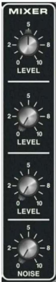 MIXER 5 2- 8 0 10 LEVEL 5 2- 8 0 10 LEVEL 5 2- 8 0 10 LEVEL 5 2- 8 0 10 NOISE