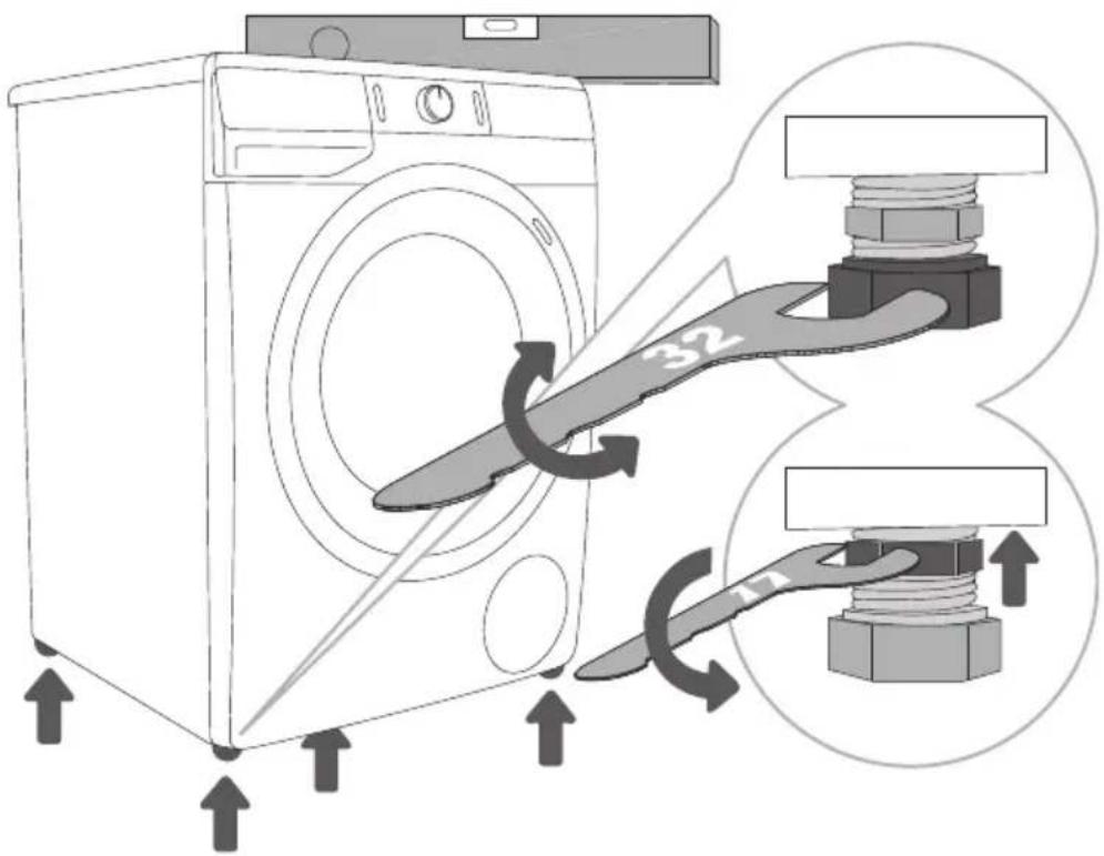 GORENJE W3NI14ADS - JUSTERING AF VASKEMASKINENS F∅DDER - 1