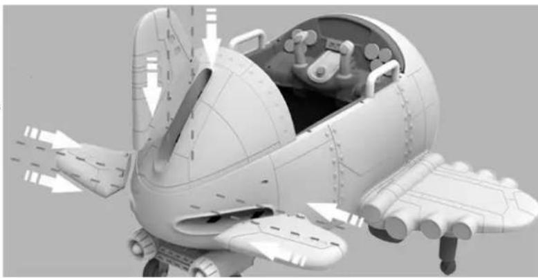 Nordic Play 805-892 - Install the vertical tail and horizontal tails - 1