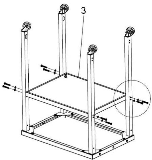 Technical diagram of a mechanical assembly with labeled components and structural elements