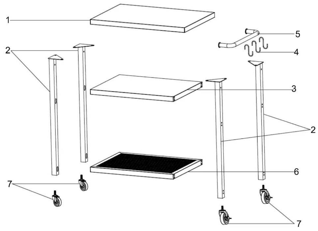 Technical diagram of a modular space platform with numbered components and labeled parts