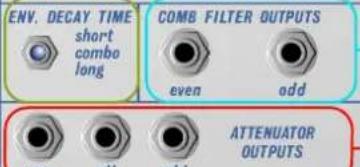 ENV. DECAY TIME short comb long COMB FILTER OUTPUTS even odd ATTENUATOR OUTPUTS