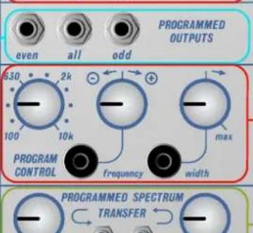 PROGRAMMED OUTPUTS even all odd 630 2k 100 10k PROGRAM CONTROL frequency width max PROGRAMMED SPECTRUM TRANSFER