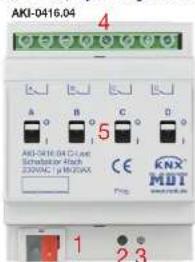 AKI-0416.04 4 A B C D 5 AKI-0416.04 C-Line Simsulator - 4-ch 200VAC - μC/KNX KNX MDT 1 2 3