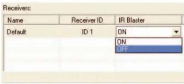 Receivers: Name Receiver ID IR Blaster Default ID 1 ON ON OFF