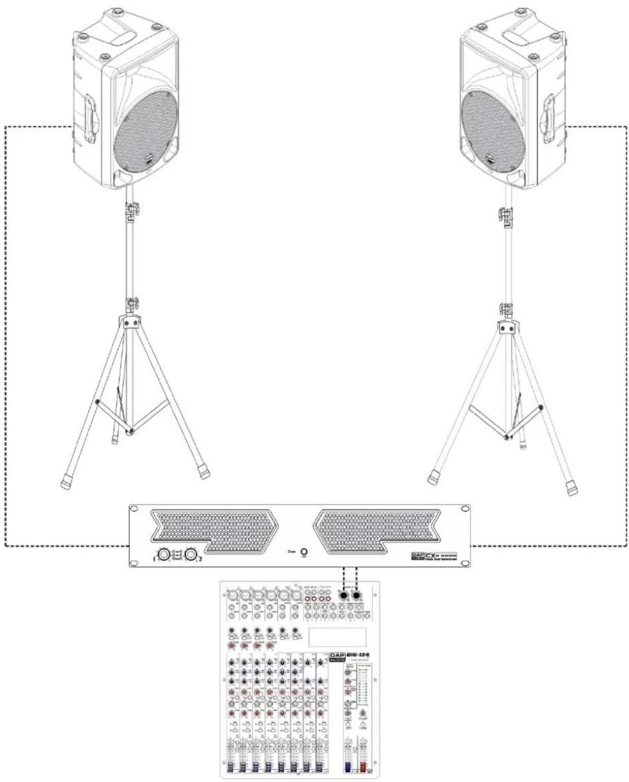 Technical diagram showing two identical lighting equipment setups connected to an instrument panel with labeled components and wiring.