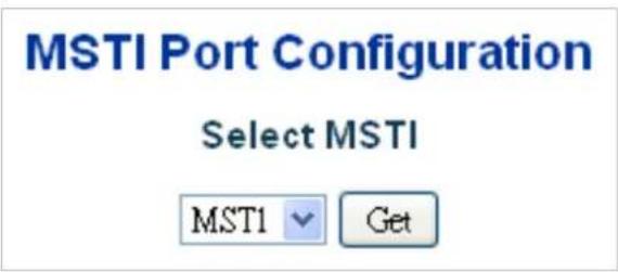 MSTI Port Configuration Select MSTI MST1 Get