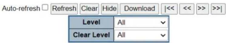 Auto-refresh □ Refresh Clear Hide Download |<< << >> >>| Level All ✓ Clear Level All ✓