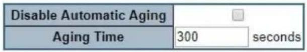 Disable Automatic Aging Aging Time 300 seconds