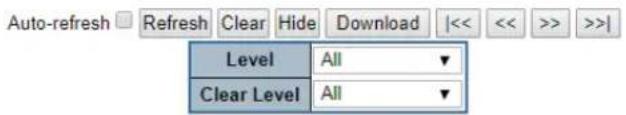 Auto-refresh Refresh Clear Hide Download |<< << >> >> Level All Clear Level All