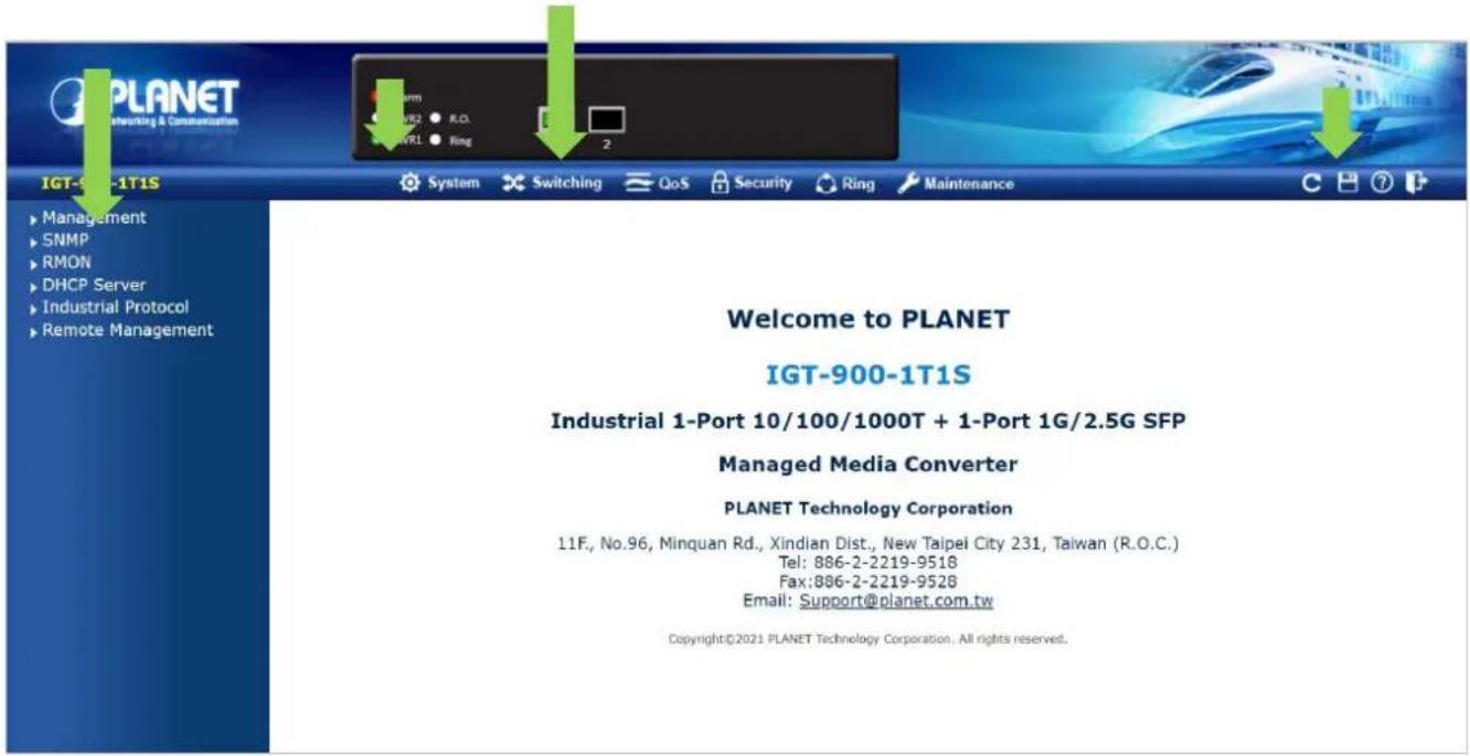 IGT-900-1T1S Management SNMP RMON DHCP Server Industrial Protocol Remote Management System Switching QoS Security Ring Maintenance Welcome to PLANET IGT-900-1T1S Industrial 1-Port 10/100/1000T + 1-Port 1G/2.5G SFP Managed Media Converter PLANET Technology Corporation 11F., No.96, Minquan Rd., Xindian Dist., New Taipei City 231, Taiwan (R.O.C.) Tel: 886-2-2219-9518 Fax:886-2-2219-9528 Email: Support@planet.com.tw Copyright©2021 PLANET Technology Corporation. All rights reserved.
