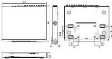 Technical drawing of a mechanical component with dimension annotations and cross-sectional views