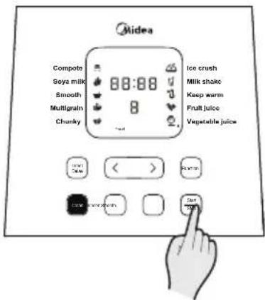 Midea Compote Soya milk Smooth Multigrain Chunky 88:88 Ice crush Milk shake Keep warm Fruit juice Vegetable juice 240 250 OK Cancel OK Cancel
