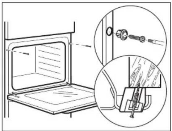 ELECTROLUX EOK8P2B0 - Securing the oven to the cabinet - 1