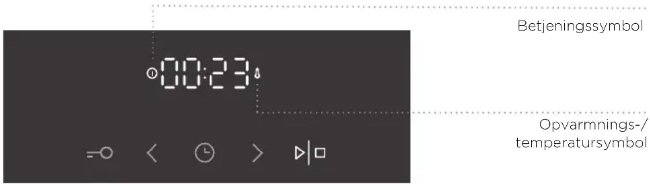 Betjeningssymbol 00:23 Opvarmnings-/temperatursymbol