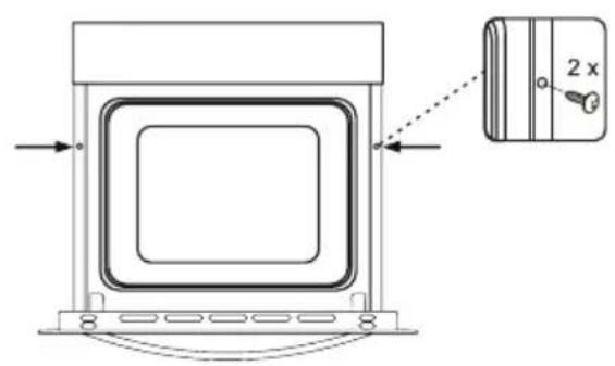 Technical diagram showing a device with a 2x magnified inset and directional arrows indicating movement or assembly.
