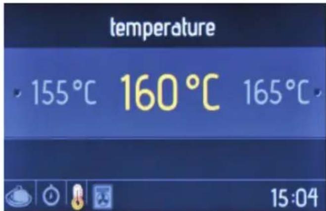 temperature • 155°C 160°C 165°C 15:04