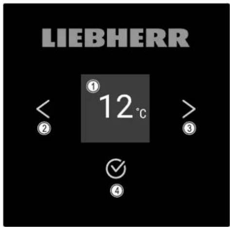 LIEBHERR ① 12 °C < ② > ③ ✓ ④