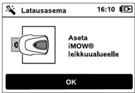 Latausasema 16:10 Aseta iMOW® leikkuualueelle OK