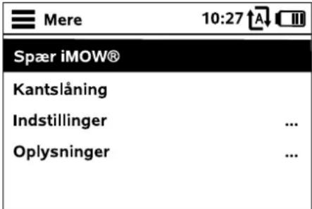 Mere 10:27 A II Spær iMOW® Kantslåning Indstillinger ... Oplysninger ...