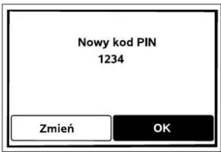 Nowy kod PIN 1234 Zmień OK
