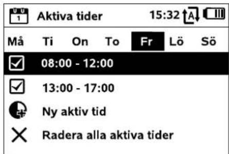 Aktiva tider 15:32 Må Ti On To Fr Lö Sö 08:00 - 12:00 13:00 - 17:00 Ny aktiv tid Radera alla aktiva tider