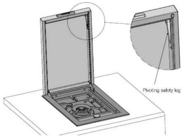 Pivoting safety leg
