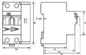 Technical drawing of an electrical component with dimensional annotations including s1, s2, and a 2D view.