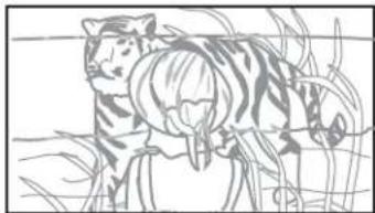 Illustration of a person with a tiger in the background (no text or symbols)