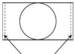 Simple geometric diagram showing a circle inside a rectangle with dashed lines indicating hidden edges (no text or symbols)
