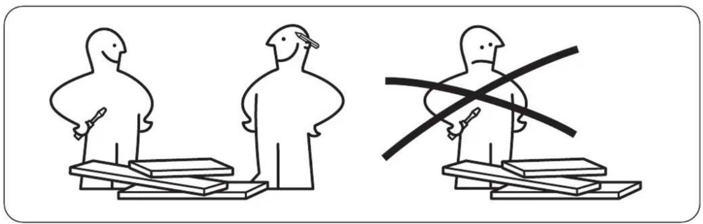 Illustration showing two figures with a crossed-out cross symbol, one standing on a platform and the other on a table, implying a comparison or comparison.
