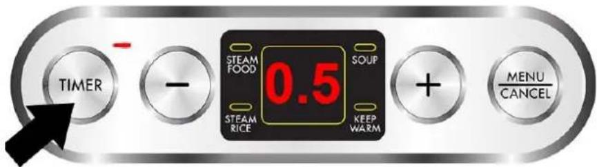 TIMER - STEAM FOOD 0.5 SOUP STEAM RICE KEEP WARM + MENU CANCEL