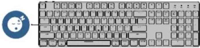 Diagram showing a computer keyboard with a sad face icon pointing to it, indicating a visual cue or error.