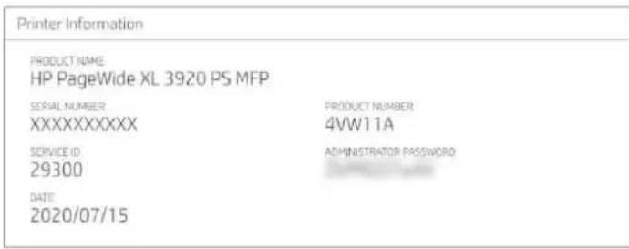 HP PageWide XL 3950 - Standardadministratoradgangskode - 2