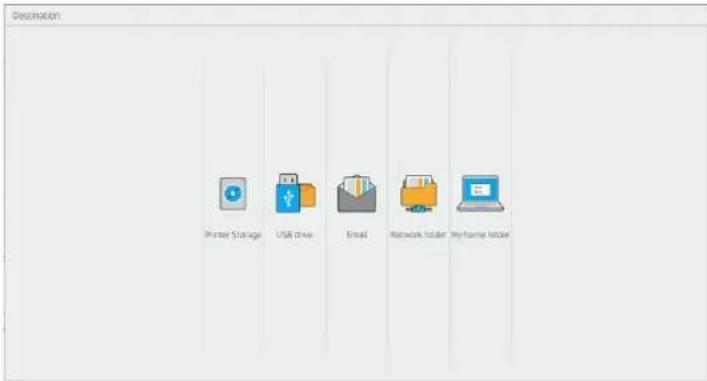 HP PageWide XL 3950 - Vælg scanningsdestinationen. - 1