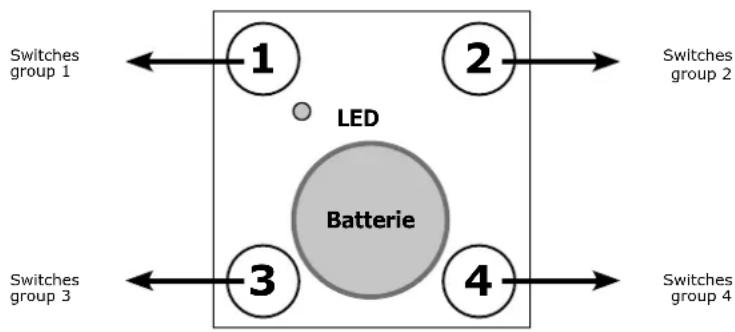 Switches group 1 1 2 LED Batterie 3 4 Switches group 2 Switches group 3 Switches group 4