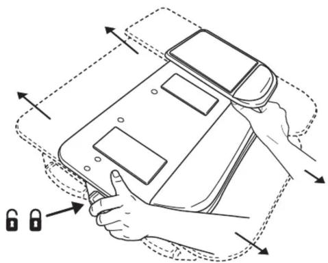 Illustration of a person holding a device with arrows indicating movement or control (no text or symbols present)