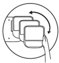 Diagram showing a hand pressing down on stacked rectangular blocks within a circular arrow (no text or symbols)