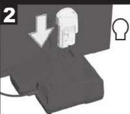 Close-up of a mechanical component with a downward arrow and a lock icon, no visible text or symbols